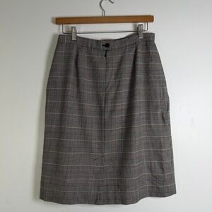 Mark Alexander Studio Wool Pencil Skirt Womens 10 Gray Plaid Vintage Office Wear